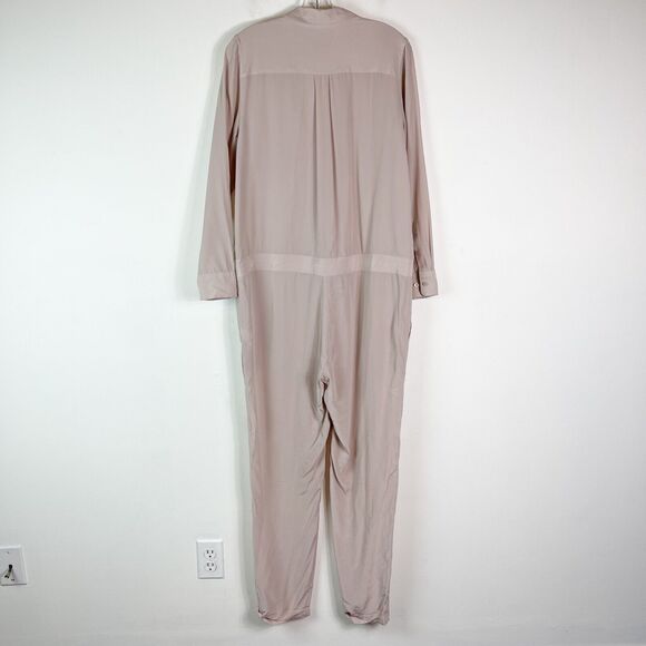 Equipment NWT Long Sleeves Front Buttons Silk Jumpsuit Blush Pink Size S - Picture 2 of 3